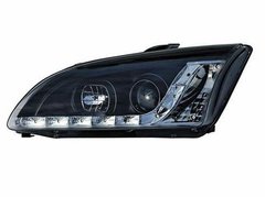 Faros delanteros negros luz diurna LEDs look Audi Ford Focus II